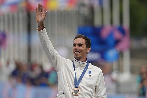 Men's individual road race medal ceremony: Bronze medalist Christophe Laporte, of France